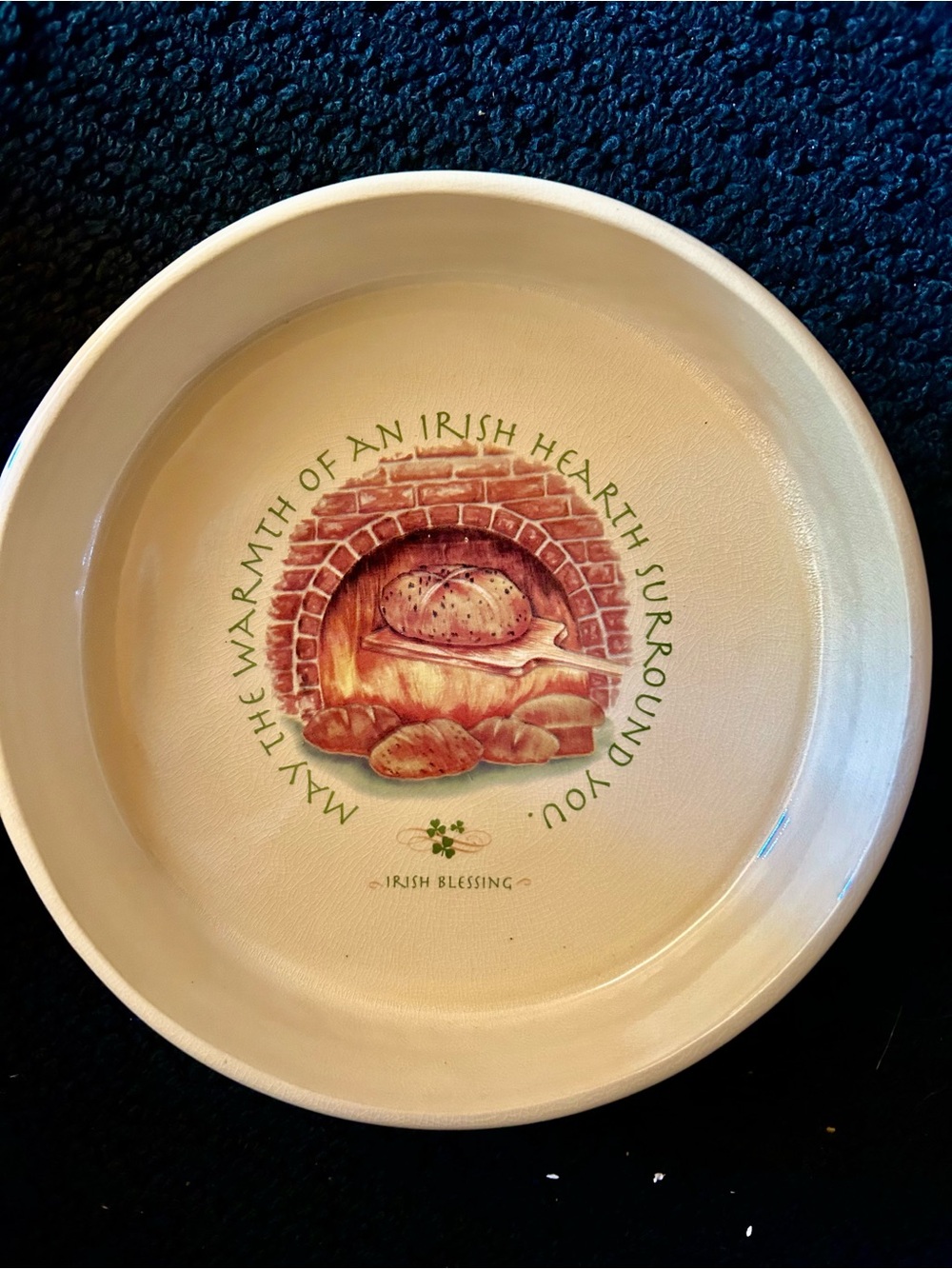 Cream Crackle Glazed Ceramic Baking Dish with Irish Blessing 🍀